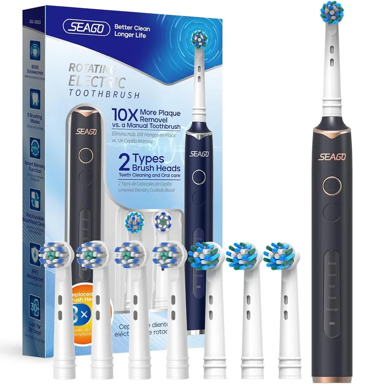 مسواک برقی سیگو مدل SG-2603 به همراه سری یدک بسته 8 عددی