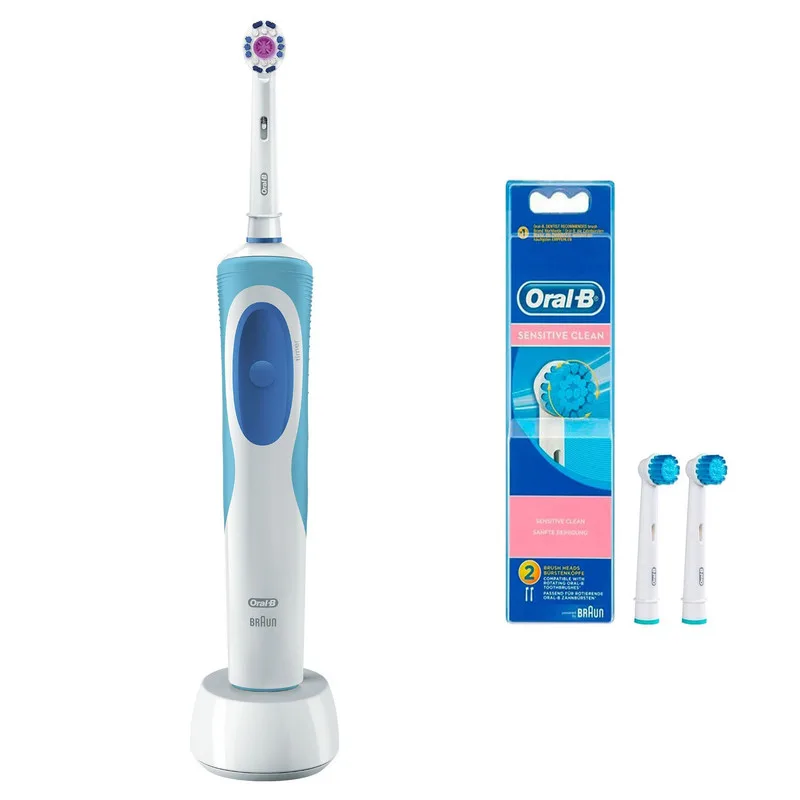 مسواک برقی اورال-بی مدل Vitality D12.513w 3D Whiteبه همراه سری مسواک برقی اورال-بی مدل EB17s Sensitive Clean
